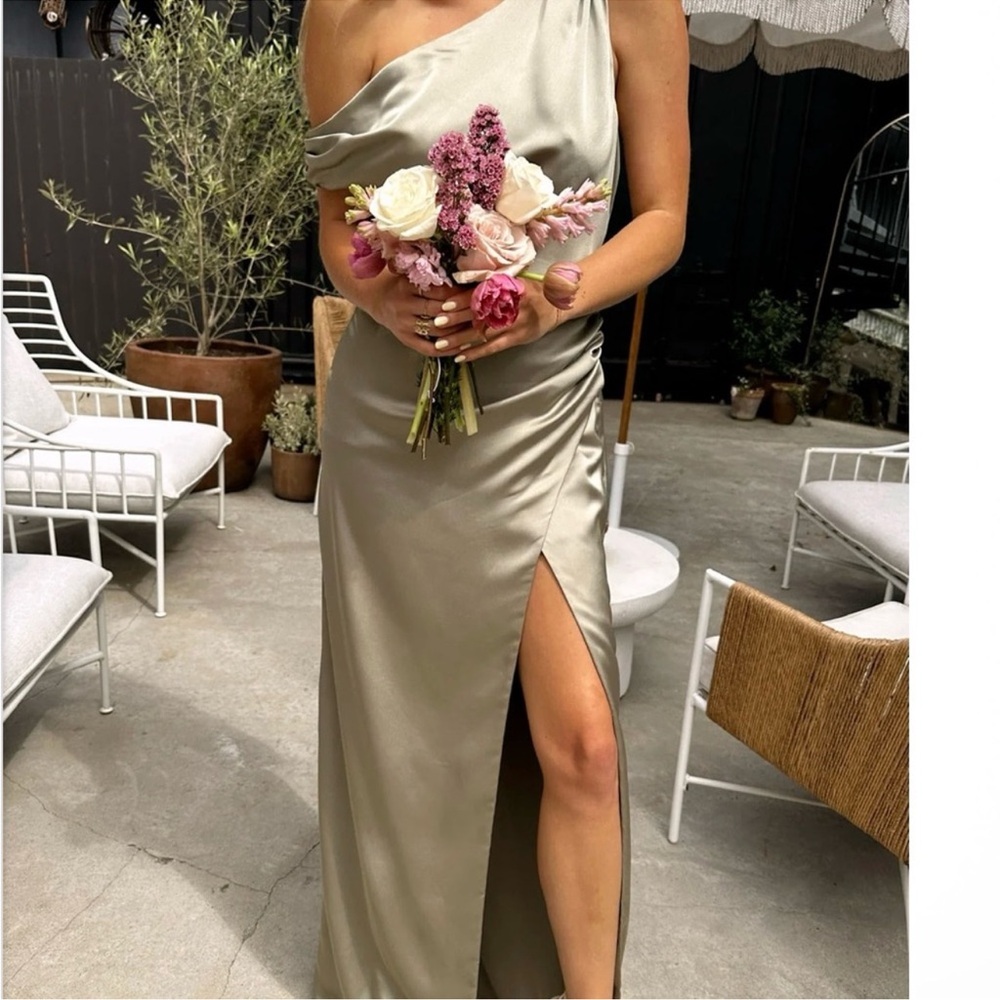 Show Me Your Mumu Jodie Dress - Moss Green Luxe Satin!